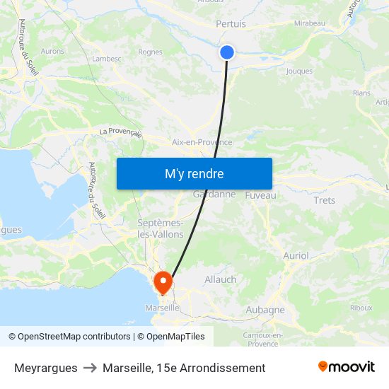Meyrargues to Marseille, 15e Arrondissement map