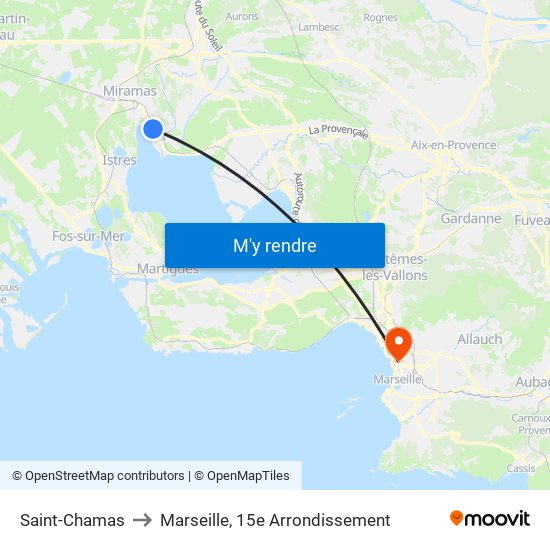 Saint-Chamas to Marseille, 15e Arrondissement map