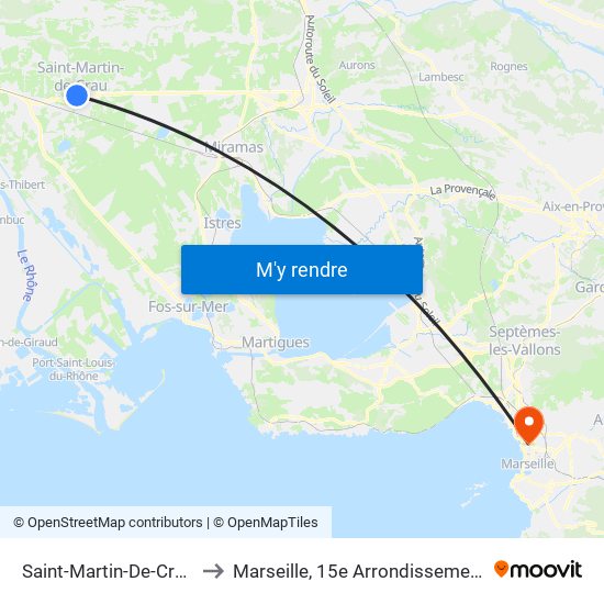 Saint-Martin-De-Crau to Marseille, 15e Arrondissement map