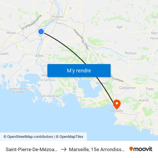 Saint-Pierre-De-Mézoargues to Marseille, 15e Arrondissement map