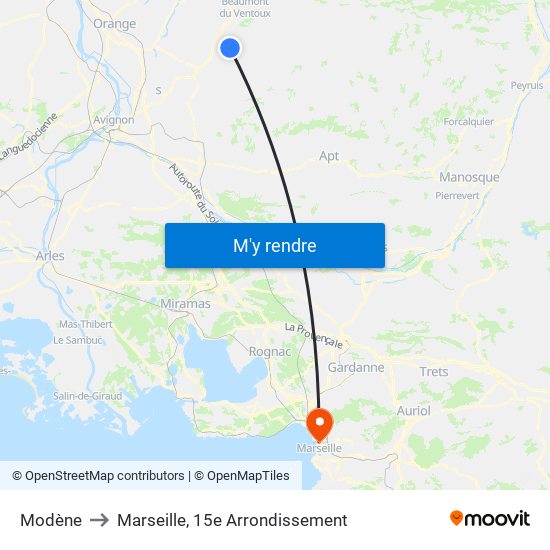 Modène to Marseille, 15e Arrondissement map