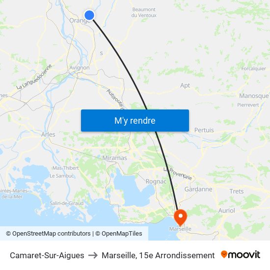 Camaret-Sur-Aigues to Marseille, 15e Arrondissement map