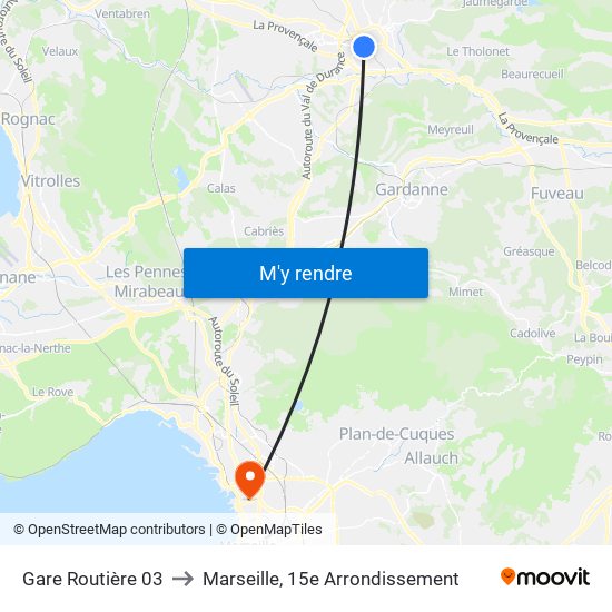 Gare Routière 03 to Marseille, 15e Arrondissement map