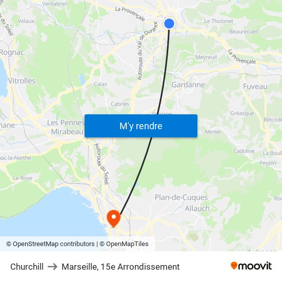 Churchill to Marseille, 15e Arrondissement map