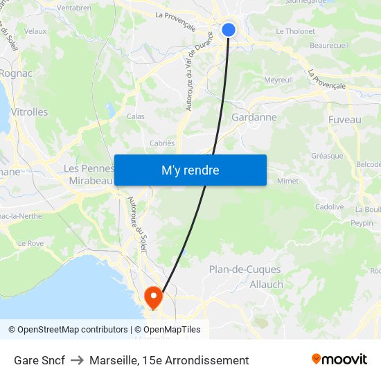 Gare Sncf to Marseille, 15e Arrondissement map