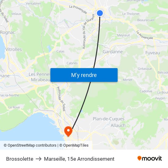 Brossolette to Marseille, 15e Arrondissement map