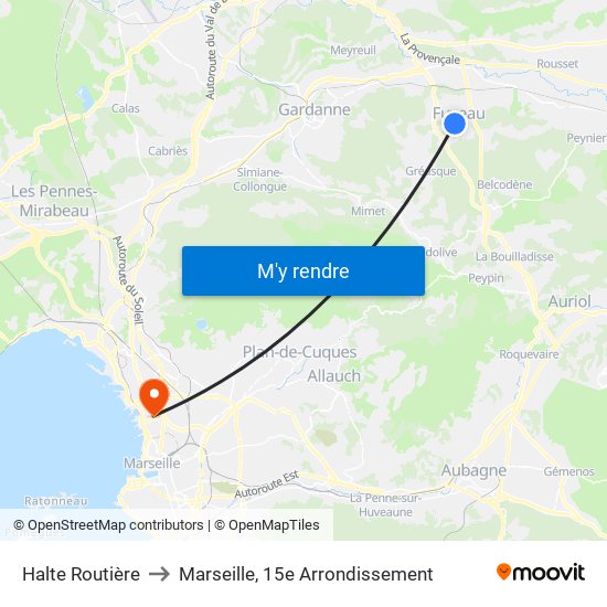 Halte Routière to Marseille, 15e Arrondissement map