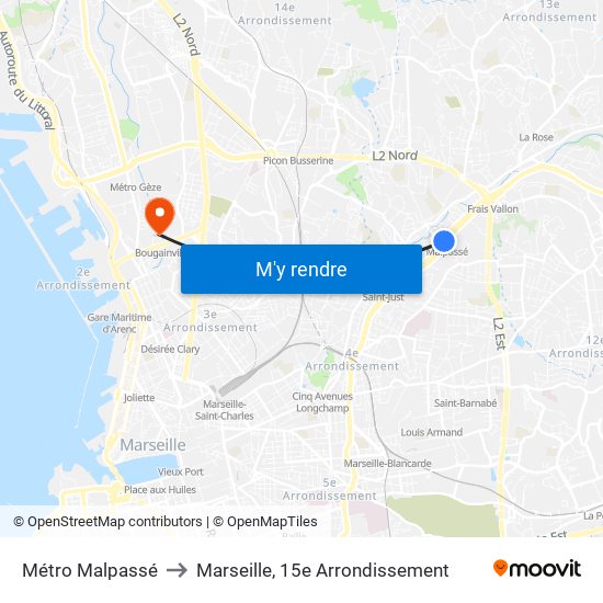 Métro Malpassé to Marseille, 15e Arrondissement map