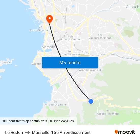 Le Redon to Marseille, 15e Arrondissement map