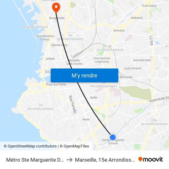 Métro Ste Marguerite Dromel to Marseille, 15e Arrondissement map