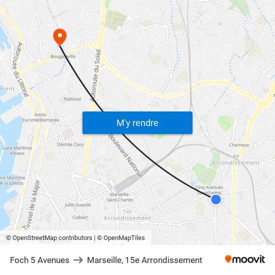 Foch 5 Avenues to Marseille, 15e Arrondissement map