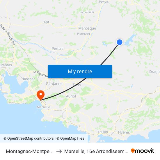 Montagnac-Montpezat to Marseille, 16e Arrondissement map