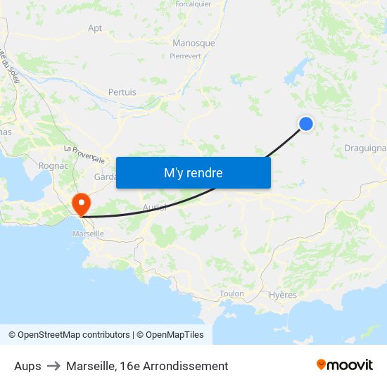 Aups to Marseille, 16e Arrondissement map
