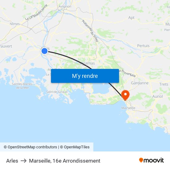 Arles to Marseille, 16e Arrondissement map
