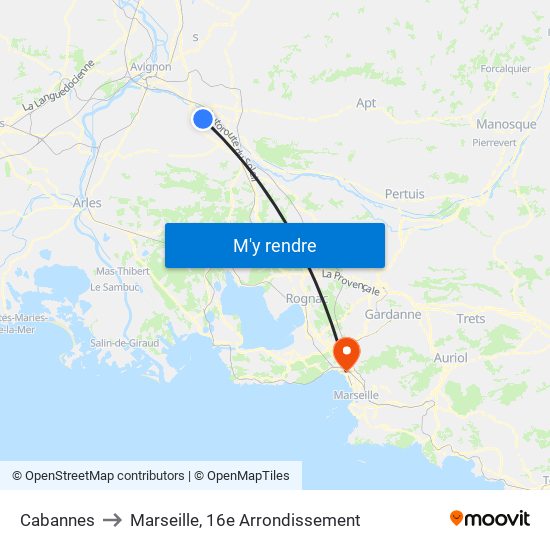 Cabannes to Marseille, 16e Arrondissement map