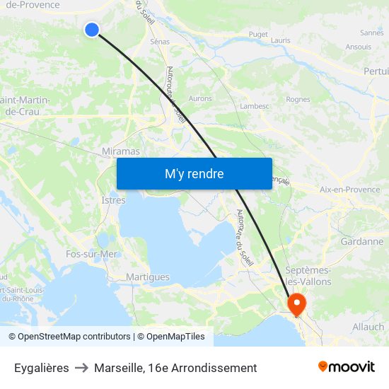 Eygalières to Marseille, 16e Arrondissement map