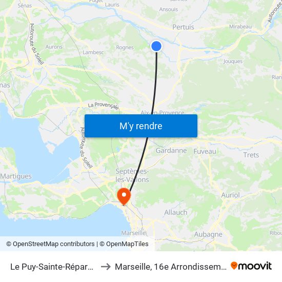 Le Puy-Sainte-Réparade to Marseille, 16e Arrondissement map