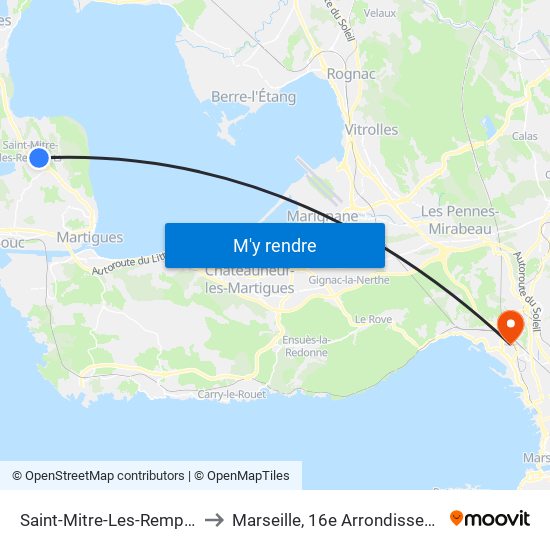 Saint-Mitre-Les-Remparts to Marseille, 16e Arrondissement map