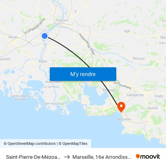 Saint-Pierre-De-Mézoargues to Marseille, 16e Arrondissement map