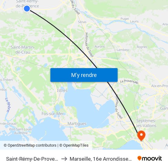 Saint-Rémy-De-Provence to Marseille, 16e Arrondissement map