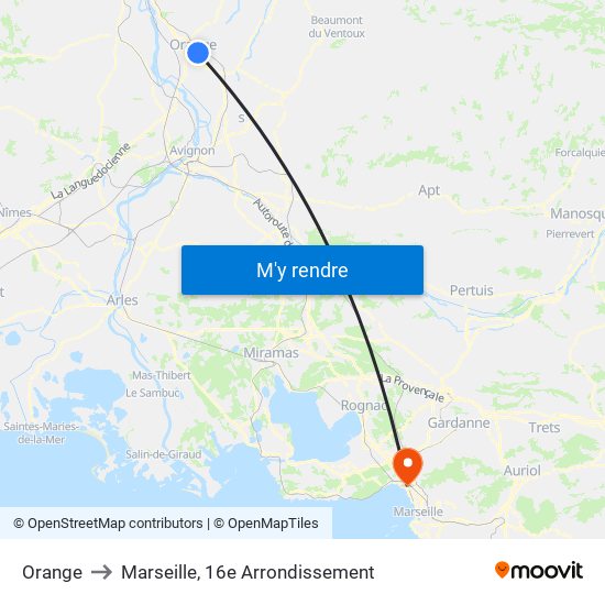 Orange to Marseille, 16e Arrondissement map