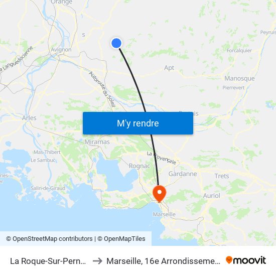 La Roque-Sur-Pernes to Marseille, 16e Arrondissement map