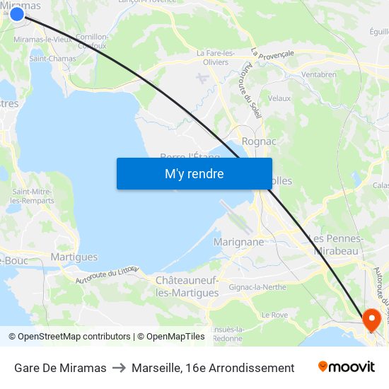 Gare De Miramas to Marseille, 16e Arrondissement map