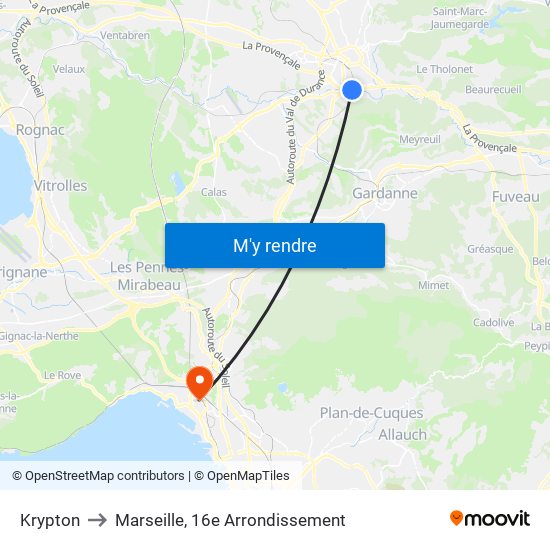 Krypton to Marseille, 16e Arrondissement map