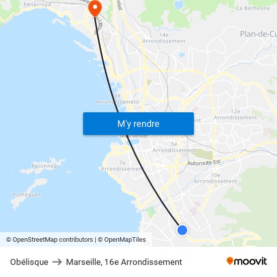 Obélisque to Marseille, 16e Arrondissement map