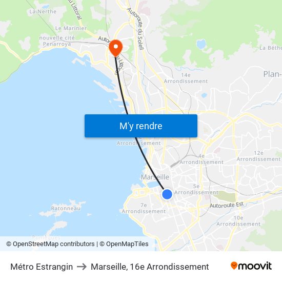 Métro Estrangin to Marseille, 16e Arrondissement map