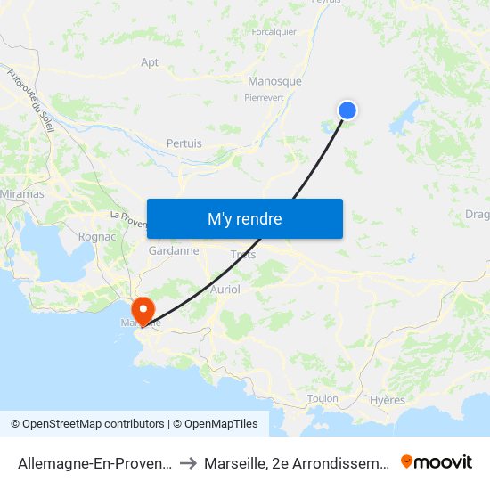 Allemagne-En-Provence to Marseille, 2e Arrondissement map