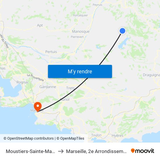 Moustiers-Sainte-Marie to Marseille, 2e Arrondissement map