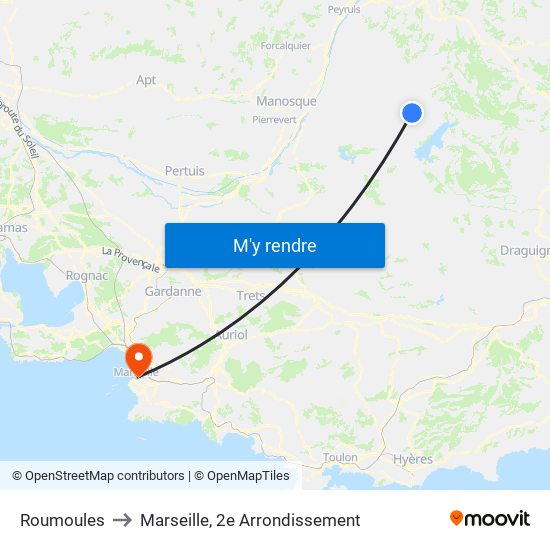 Roumoules to Marseille, 2e Arrondissement map