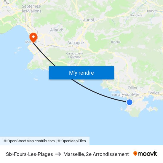 Six-Fours-Les-Plages to Marseille, 2e Arrondissement map