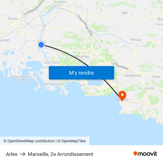 Arles to Marseille, 2e Arrondissement map