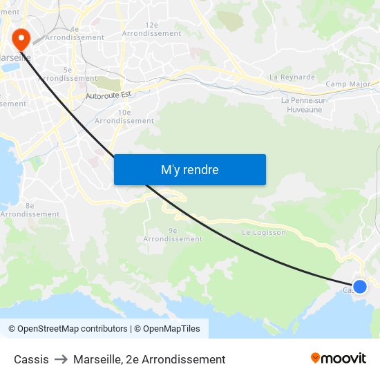 Cassis to Marseille, 2e Arrondissement map