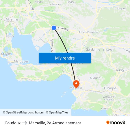 Coudoux to Marseille, 2e Arrondissement map