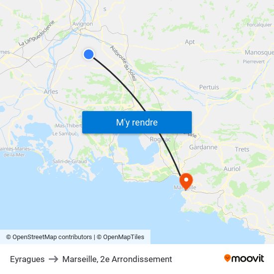 Eyragues to Marseille, 2e Arrondissement map