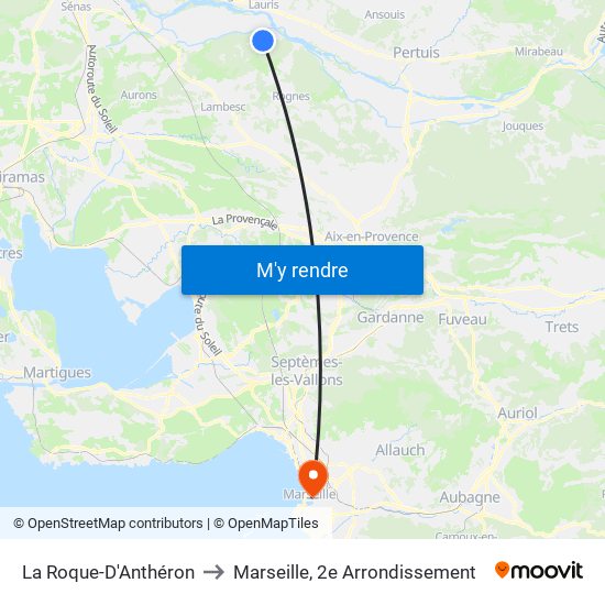 La Roque-D'Anthéron to Marseille, 2e Arrondissement map