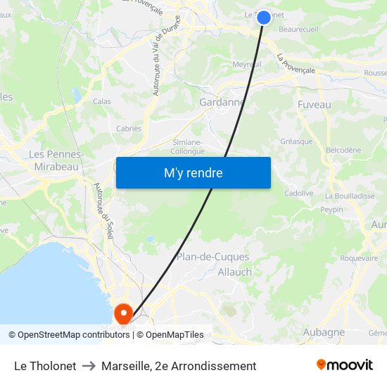 Le Tholonet to Marseille, 2e Arrondissement map