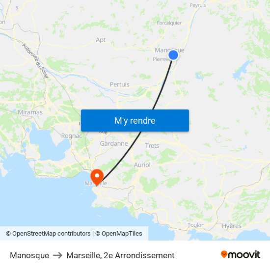 Manosque to Marseille, 2e Arrondissement map