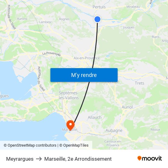 Meyrargues to Marseille, 2e Arrondissement map