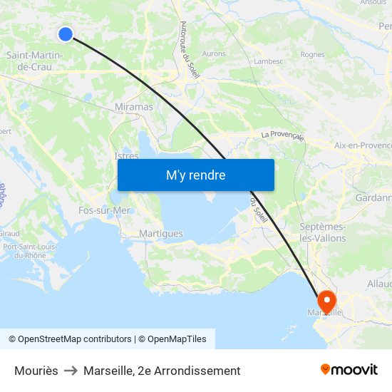 Mouriès to Marseille, 2e Arrondissement map