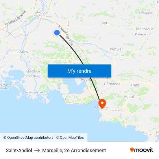 Saint-Andiol to Marseille, 2e Arrondissement map