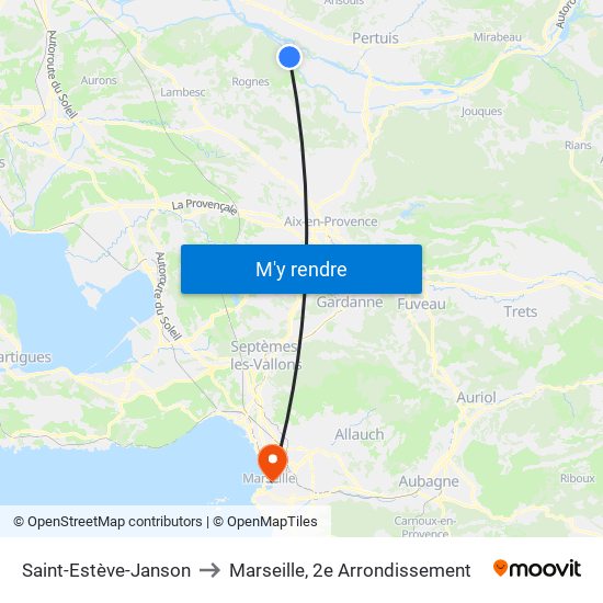 Saint-Estève-Janson to Marseille, 2e Arrondissement map