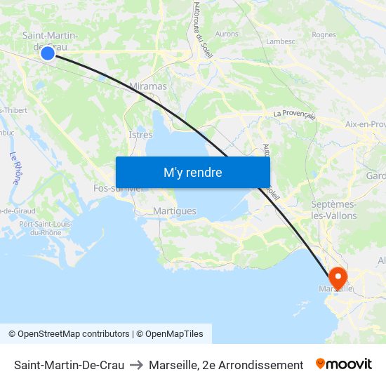 Saint-Martin-De-Crau to Marseille, 2e Arrondissement map