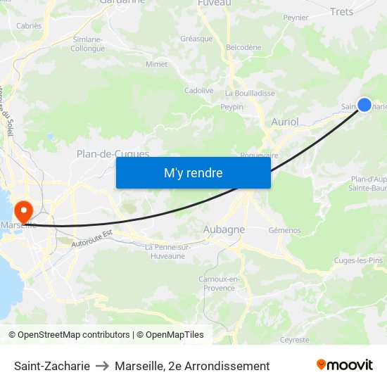 Saint-Zacharie to Marseille, 2e Arrondissement map
