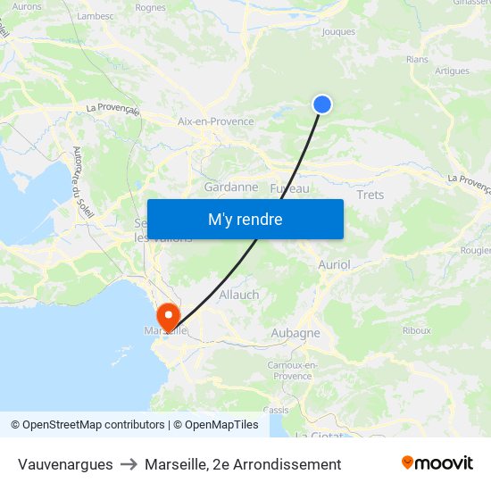 Vauvenargues to Marseille, 2e Arrondissement map