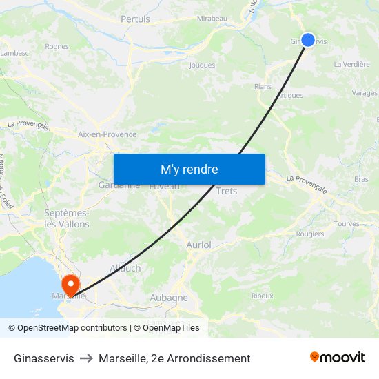 Ginasservis to Marseille, 2e Arrondissement map