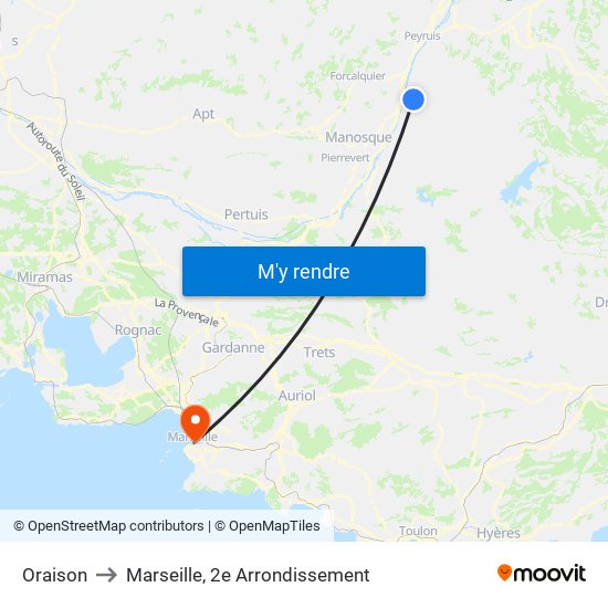 Oraison to Marseille, 2e Arrondissement map